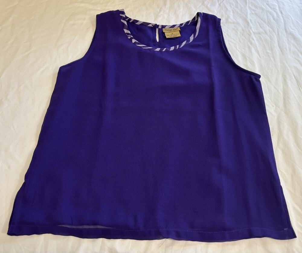 VTG Blouse Purple Lined Sleeveless Capsule Sleek Women’s Size M Whimsigoth